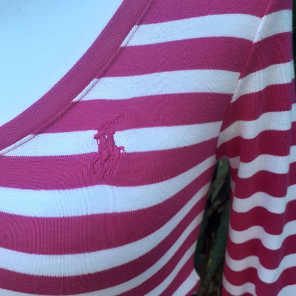 Ralph Lauren Pink Striped V Neck - Picture 4 of 7
